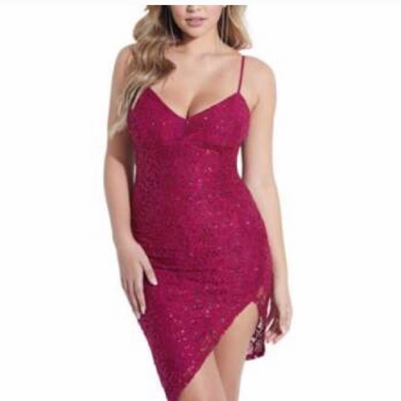Guess Red Sequin Pema Cocktail Dress - Size S, Small, 2 - Picture 1 of 6